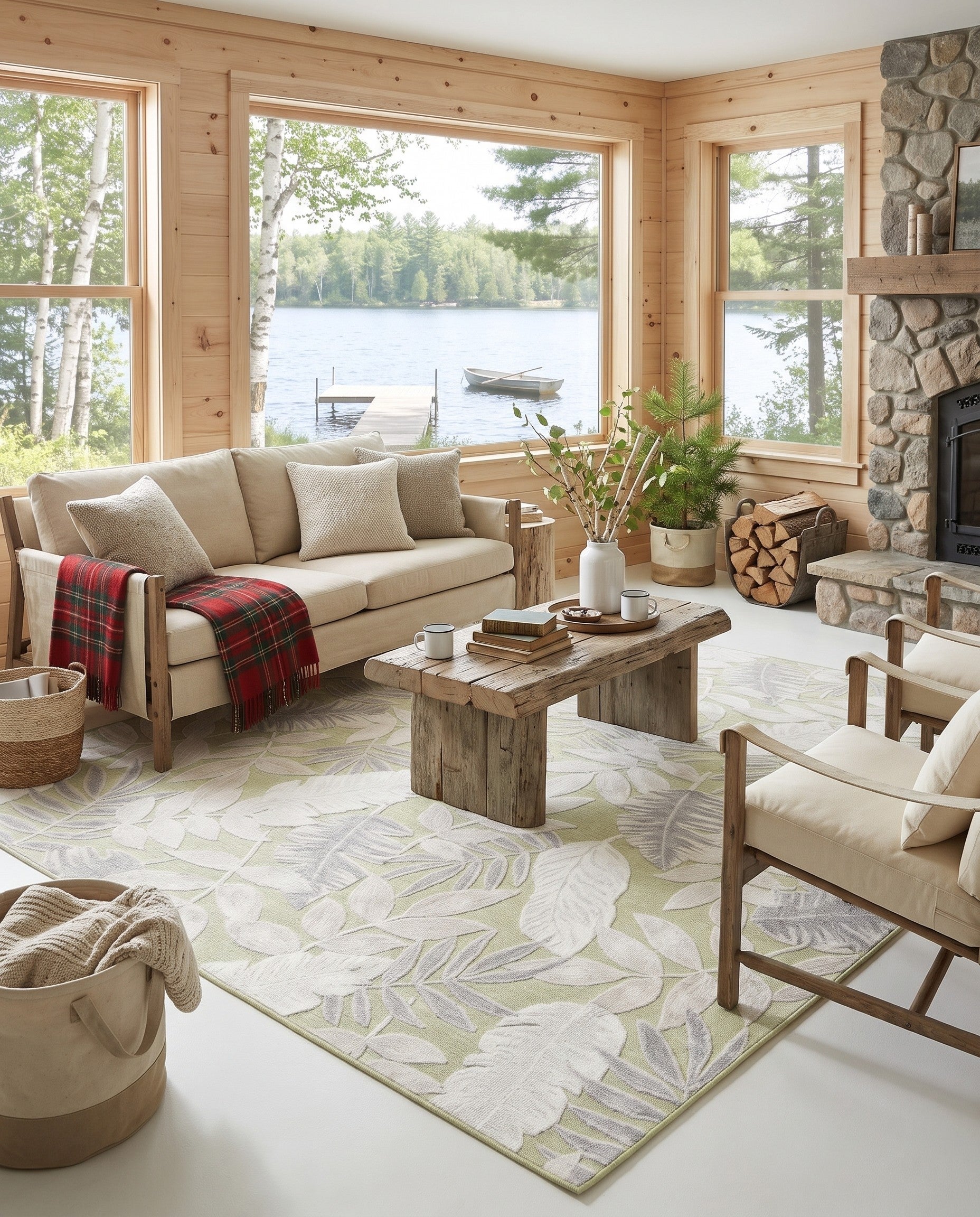 8' 2 x 10' Easy-Clean Botanical Indoor / Outdoor Rug