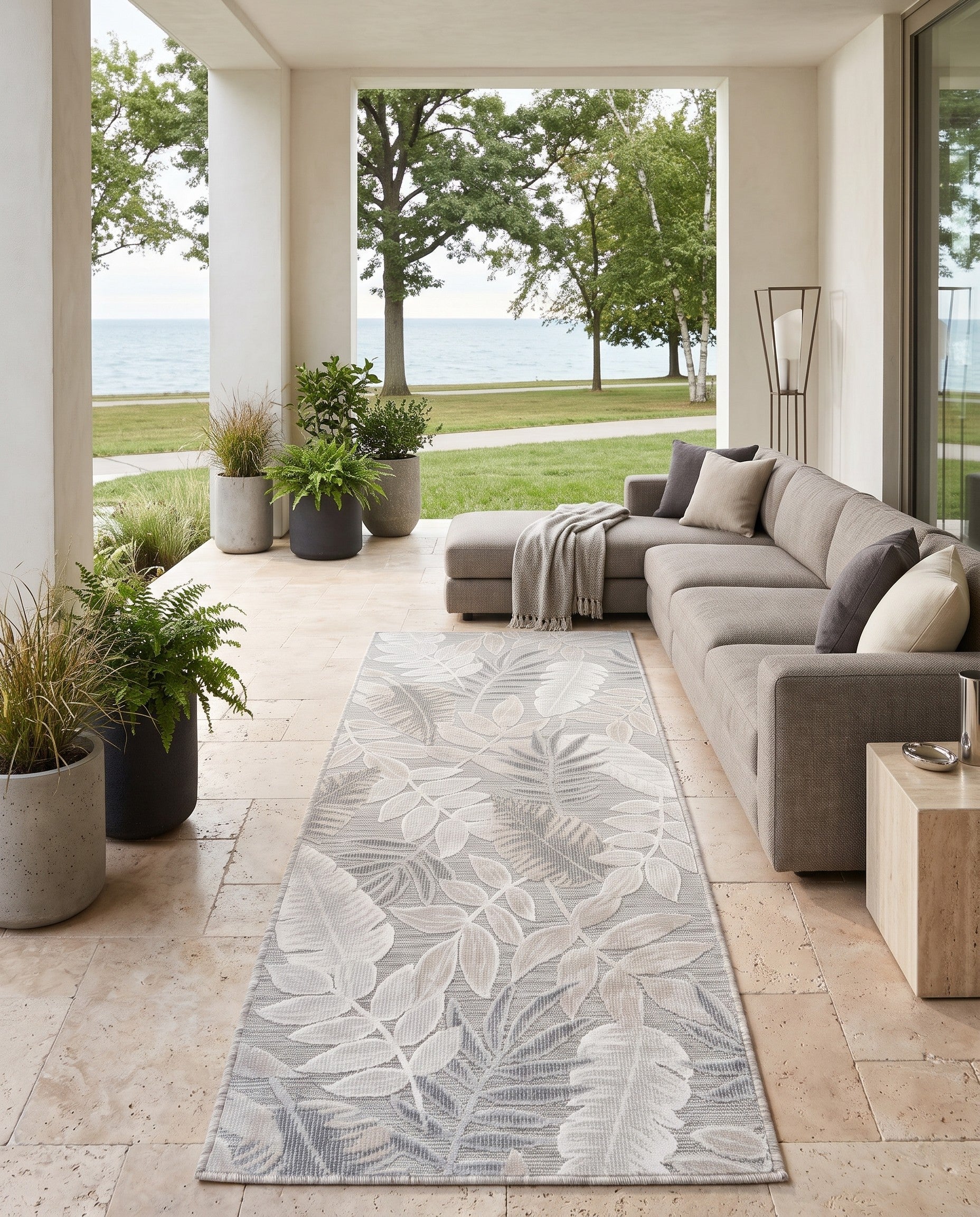 2' 2 x 6' Easy-Clean Botanical Tristan Indoor / Outdoor Runner Rug