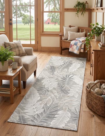 2' 2 x 6' Easy-Clean Botanical Indoor / Outdoor Runner Rug
