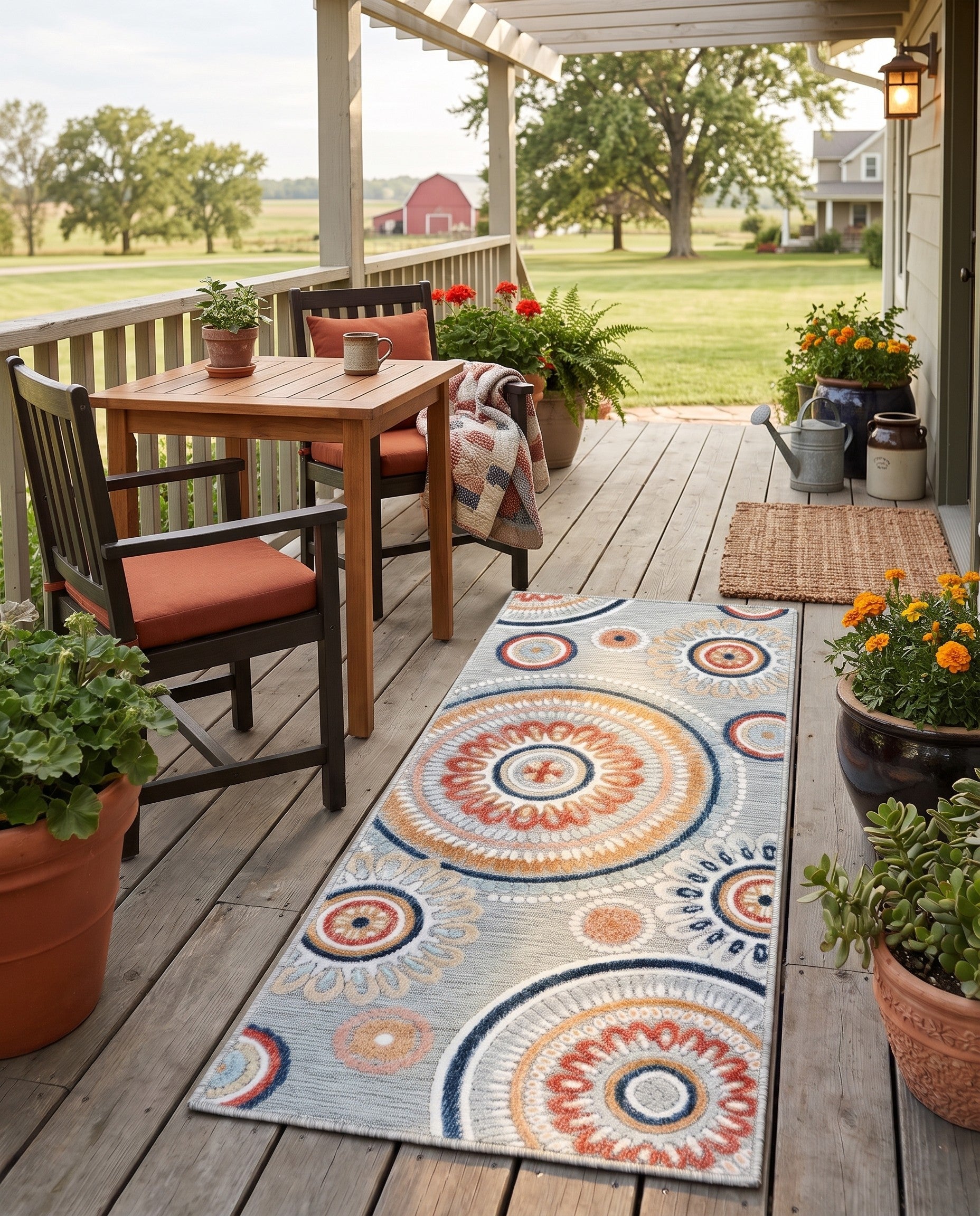 2' 2 x 5' 3 Easy-Clean Botanical Indoor / Outdoor Runner Rug