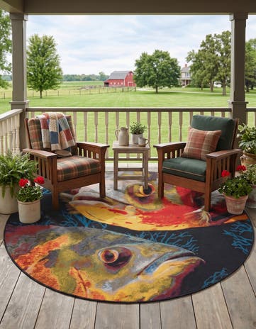 6' x 6' Easy-Clean Coastal Indoor / Outdoor Round Rug