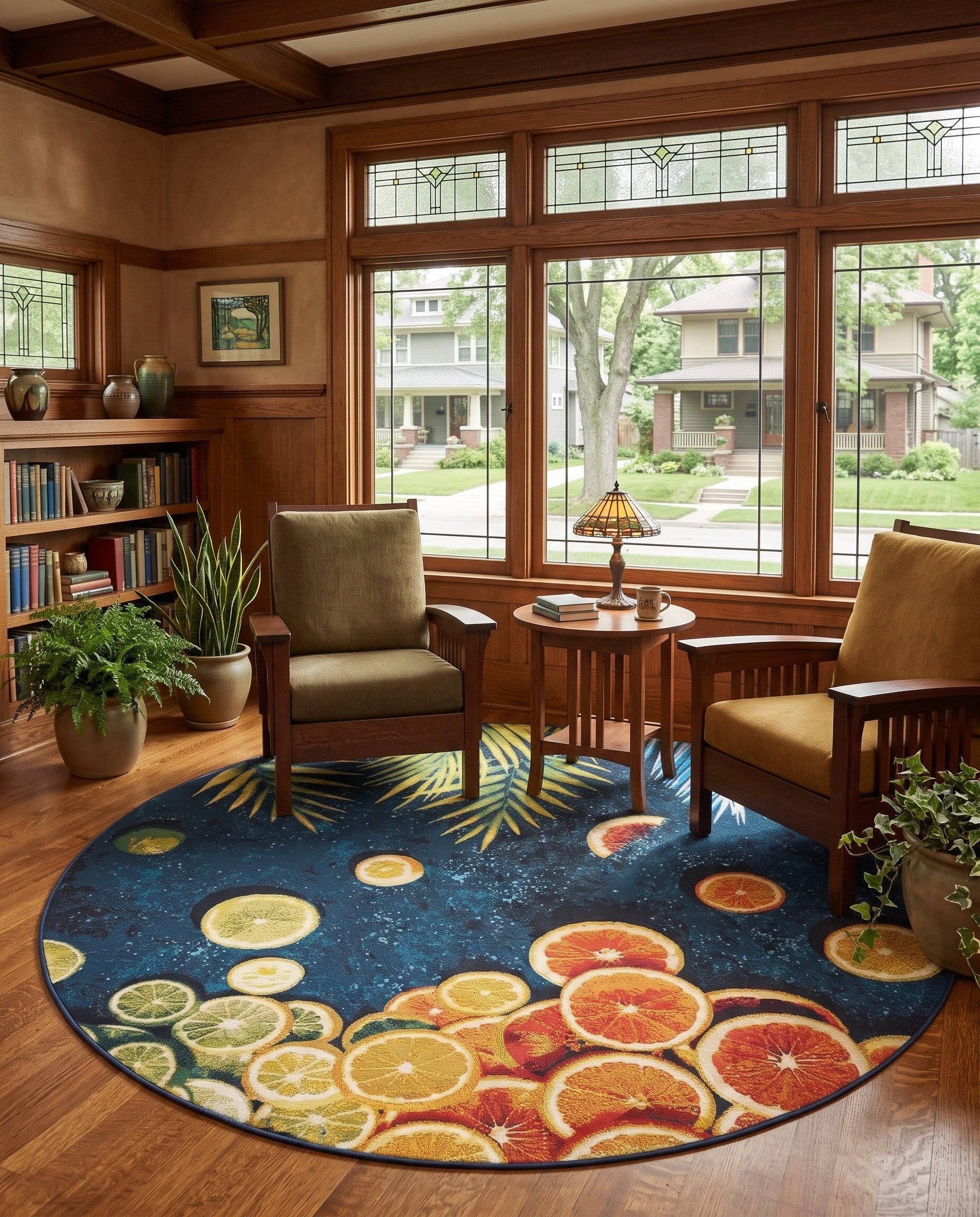 6' x 6' Easy-Clean Coastal Indoor / Outdoor Round Rug