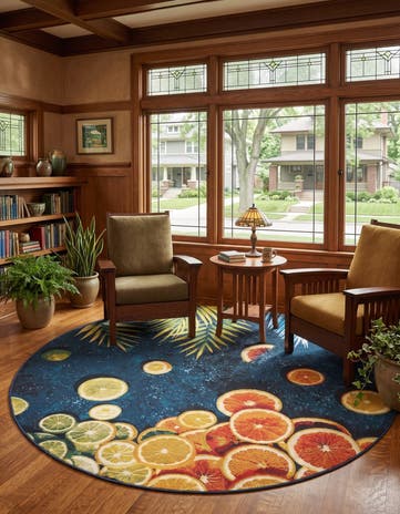 6' x 6' Easy-Clean Coastal Indoor / Outdoor Round Rug