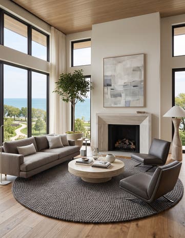 Gray Felt Ball Wool Round Rug