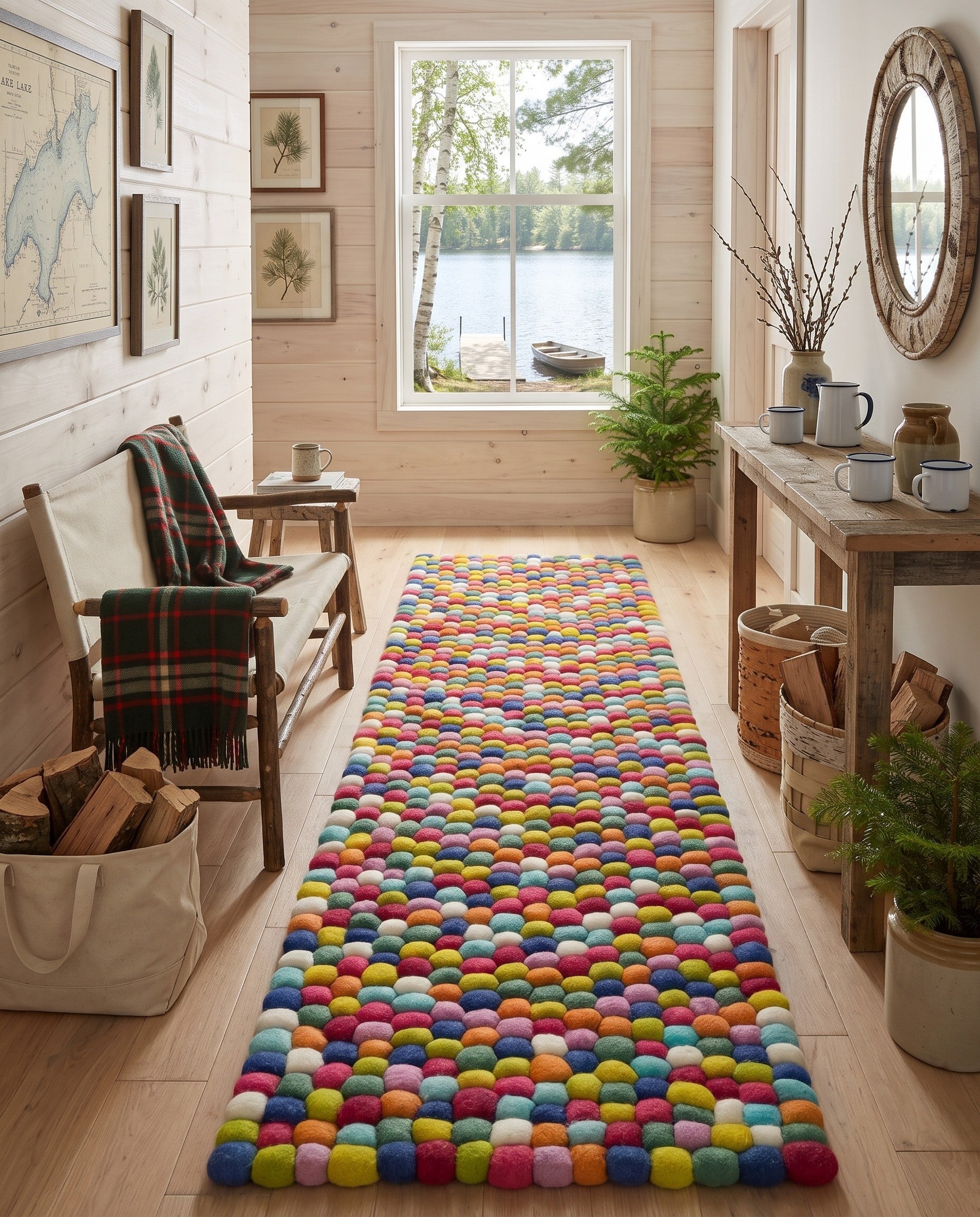 Felt Ball Wool Runner Rug