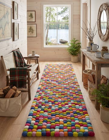 Felt Ball Wool Runner Rug