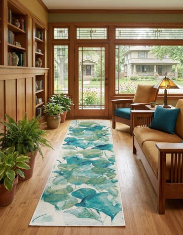 2' 7 x 12' Easy-Clean Botanical Indoor / Outdoor Runner Rug