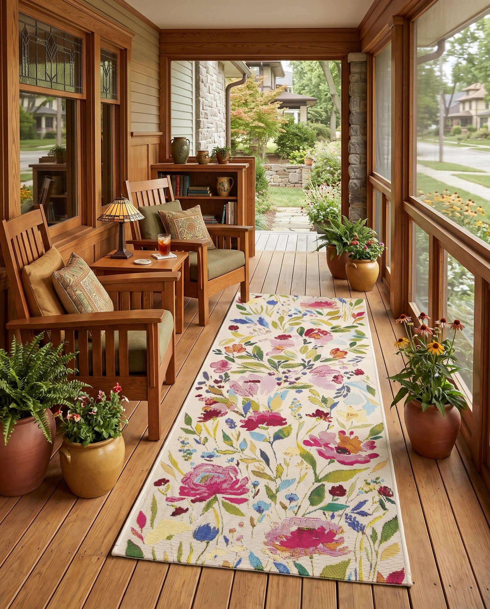 2' x 5' Easy-Clean Botanical Indoor / Outdoor Runner Rug