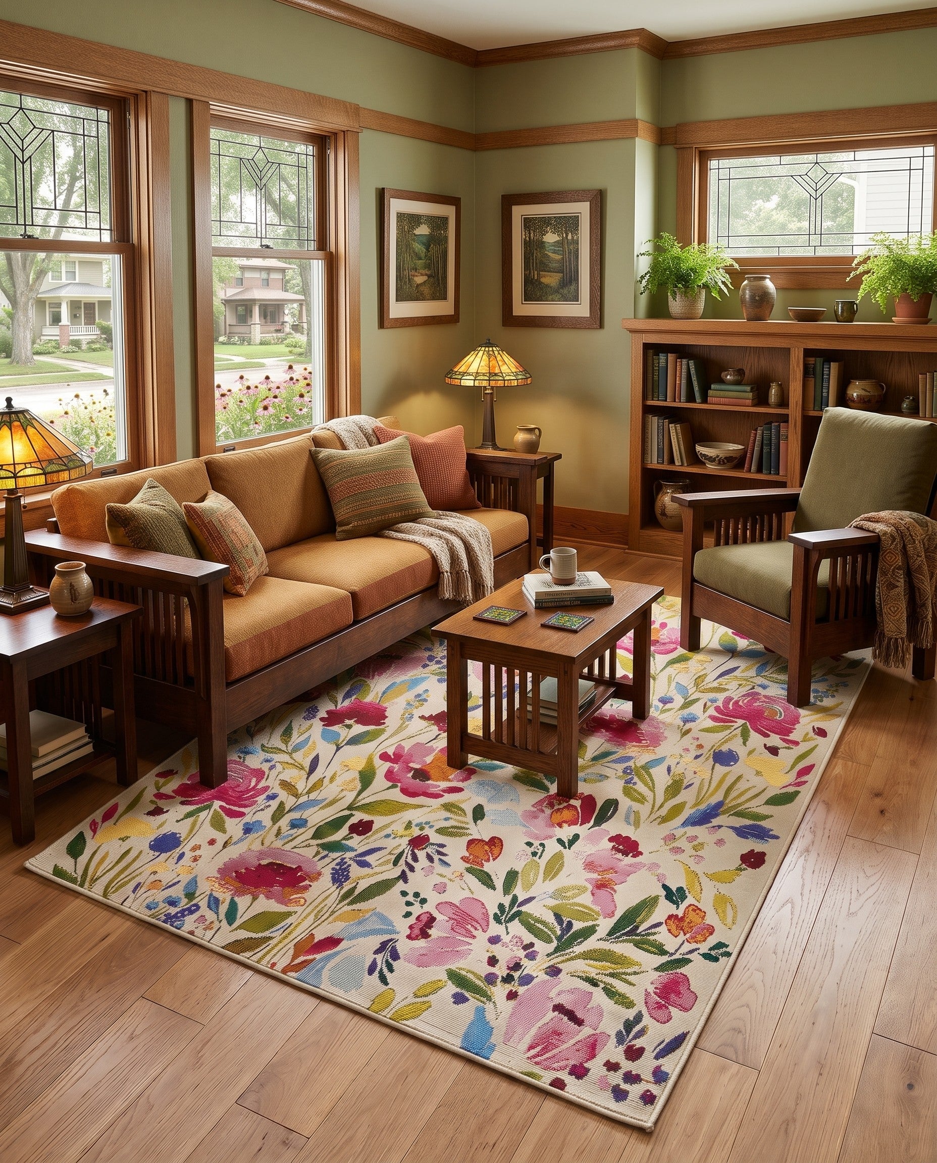 5' 3 x 8' Easy-Clean Vivienne Botanical Indoor / Outdoor Rug