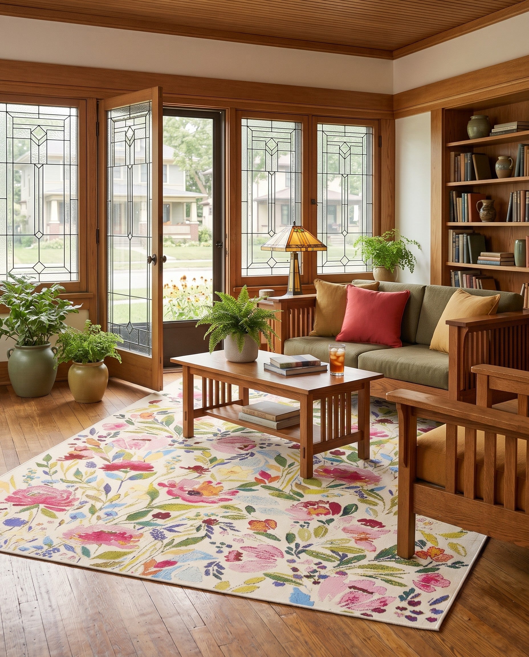 5' 3 x 8' Easy-Clean Botanical Indoor / Outdoor Rug