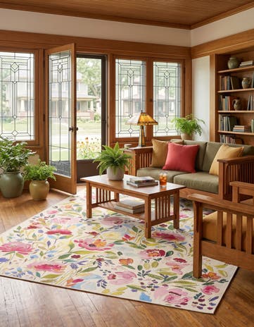 5' 3 x 8' Easy-Clean Botanical Indoor / Outdoor Rug