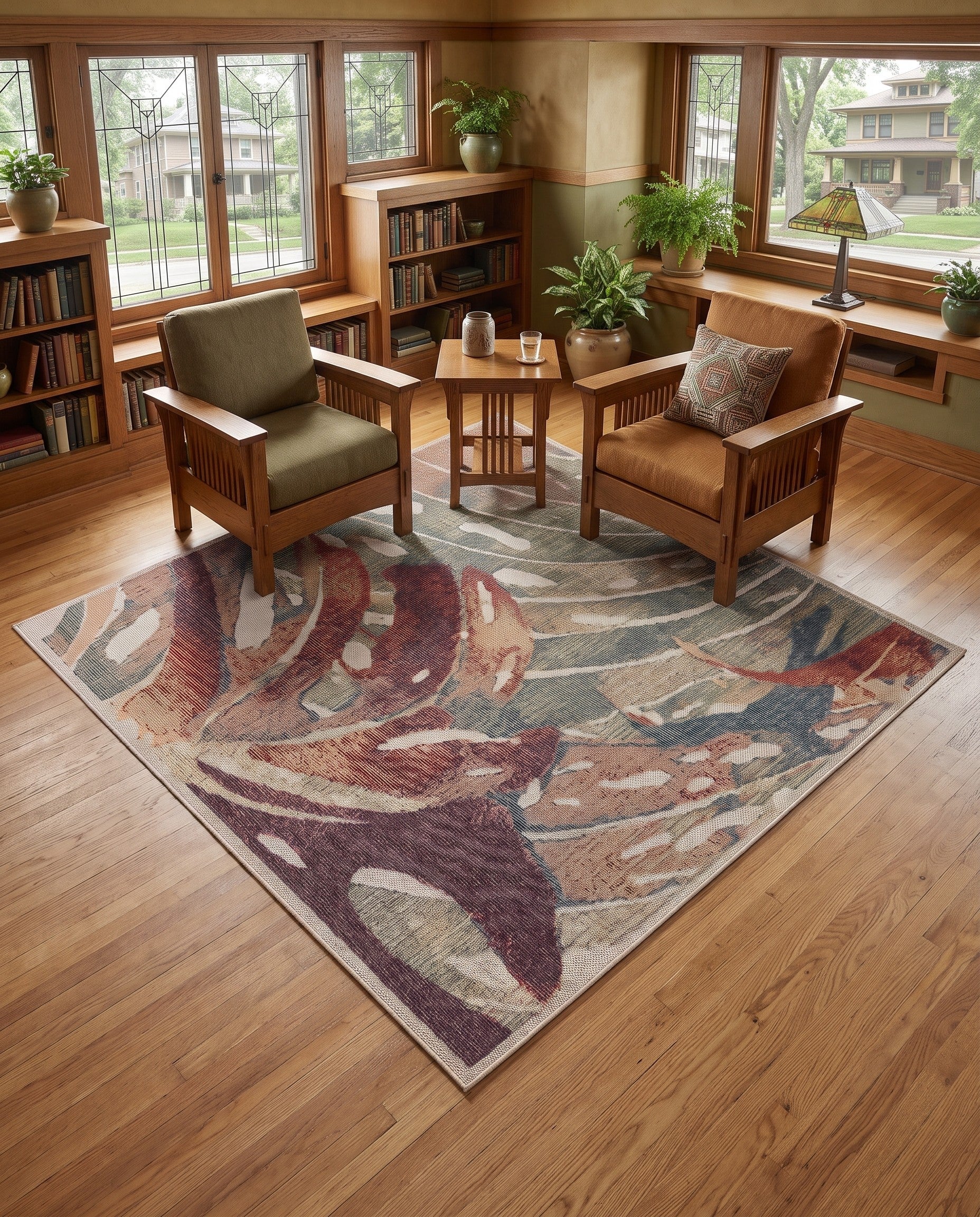 6' x 6' Easy-Clean Plumeria Baja Indoor / Outdoor Square Rug
