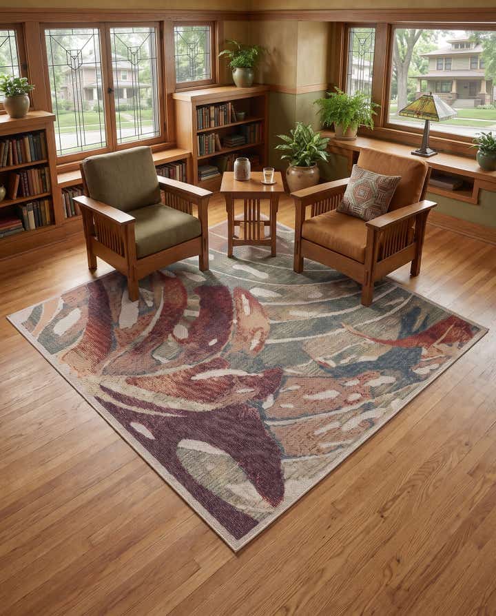6' x 6' Easy-Clean Plumeria Baja Indoor / Outdoor Square Rug
