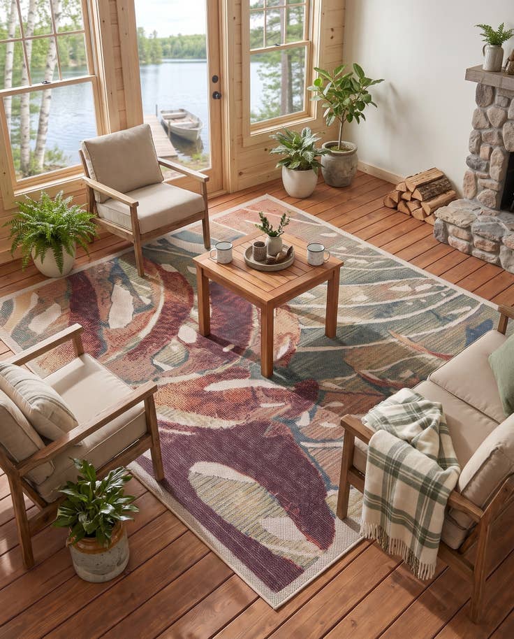 Detail image of 6' x 6' Easy-Clean Plumeria Baja Indoor / Outdoor Square Rug