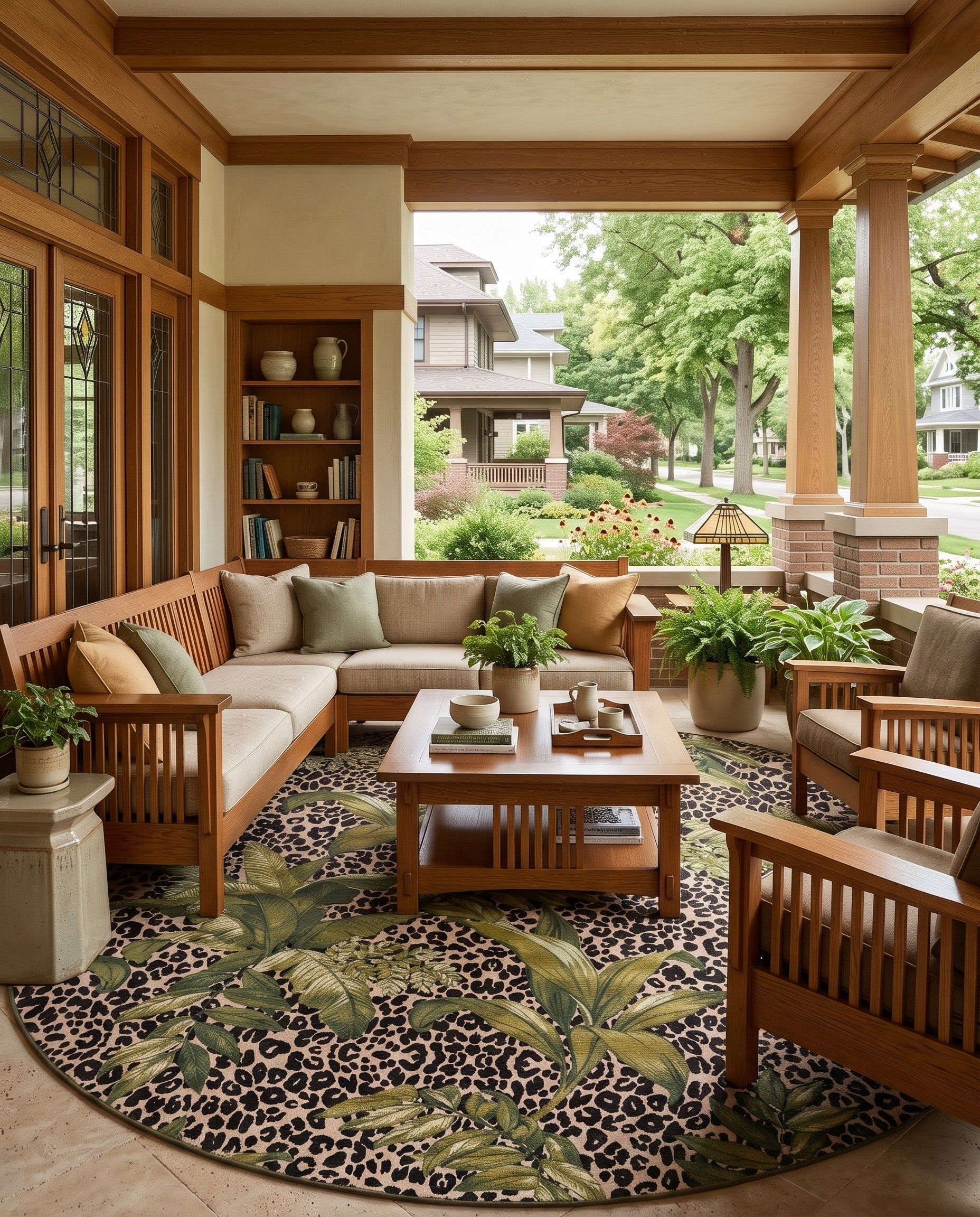 12' x 12' Easy-Clean Botanical Indoor / Outdoor Round Rug