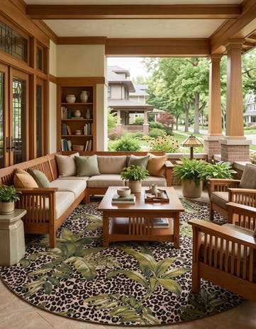 12' x 12' Easy-Clean Botanical Indoor / Outdoor Round Rug