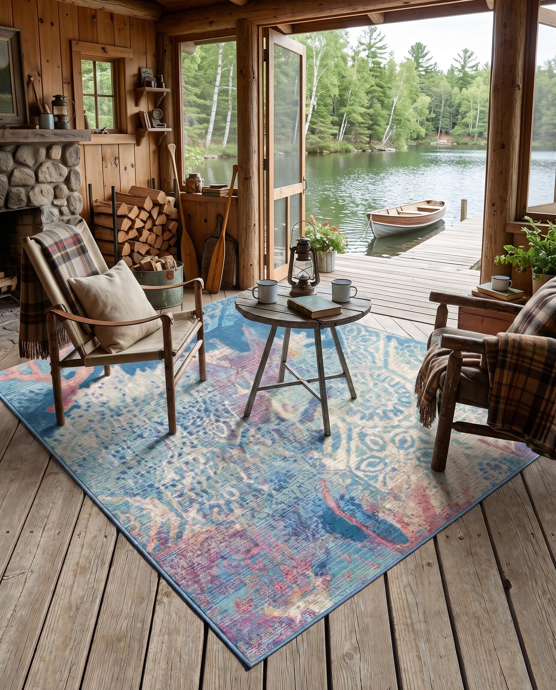 5' 3 x 5' 3 Easy-Clean Coastal Indoor / Outdoor Square Rug