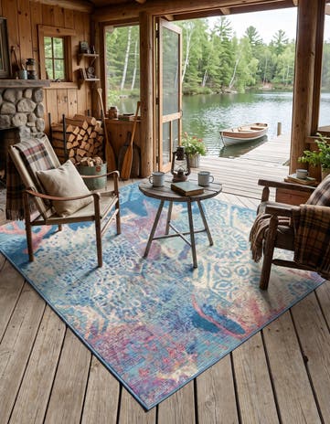 5' 3 x 5' 3 Easy-Clean Coastal Indoor / Outdoor Square Rug