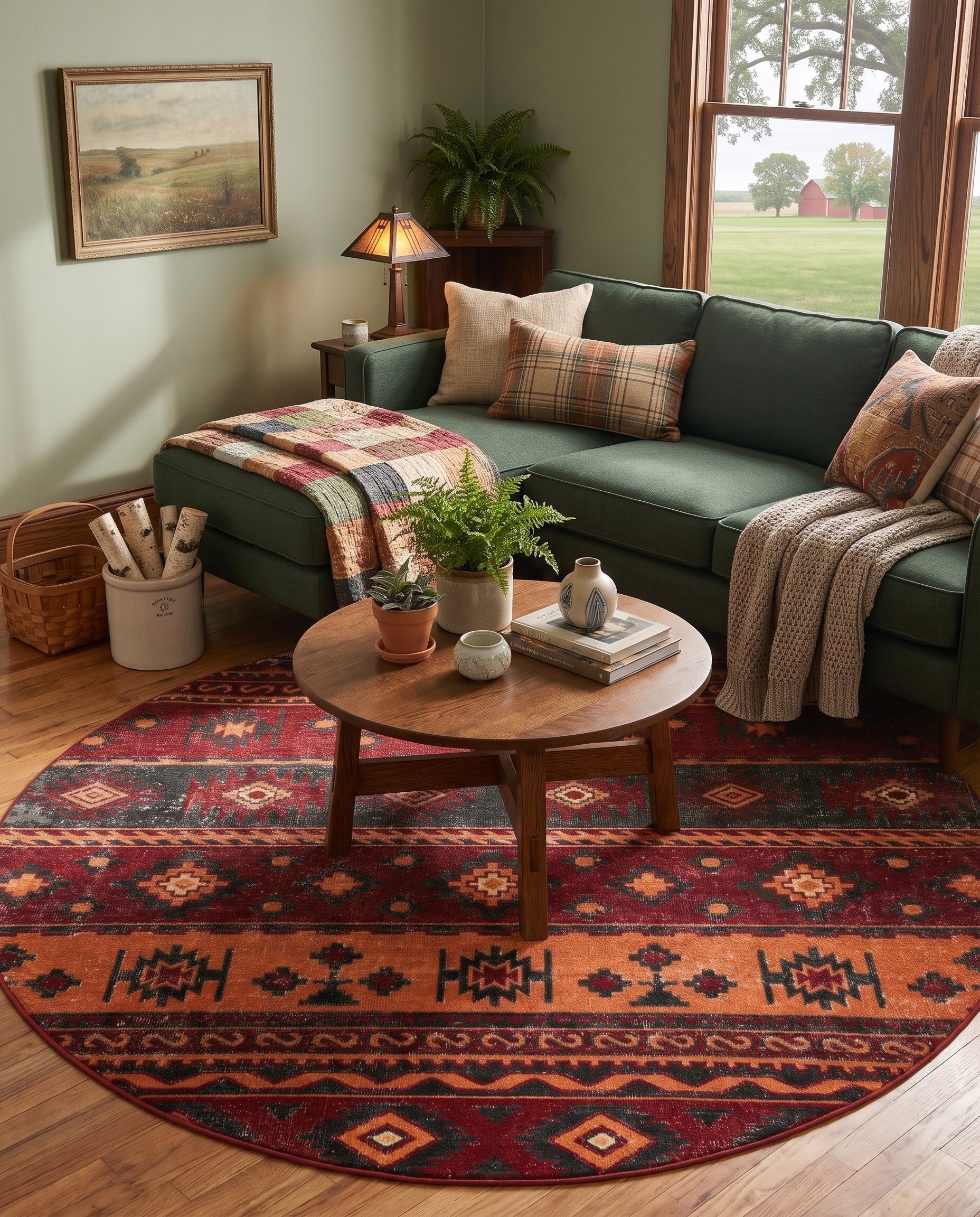 Rust Red Lucerne Round Rug