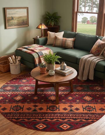 Rust Red Lucerne Round Rug