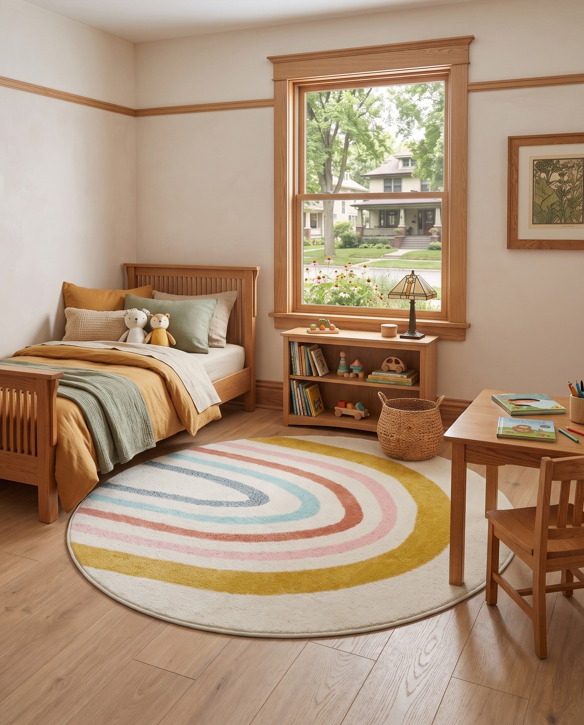 4' 1 x 4' 1 Rainbow Whimsy Kids Round Rug