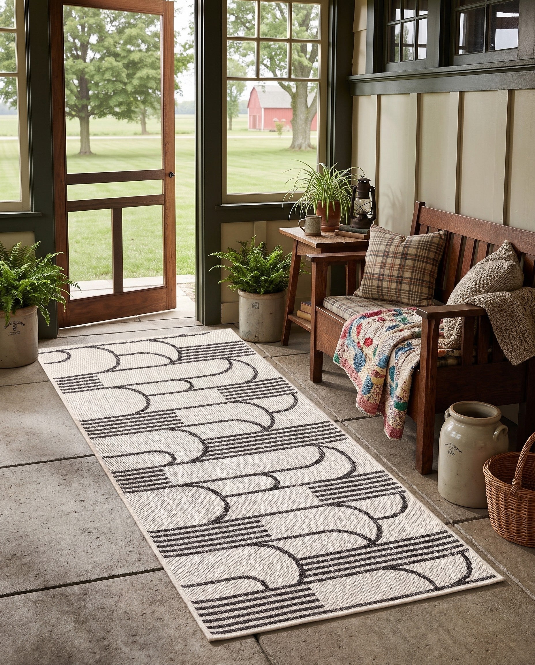 2' x 5' 3 Easy-Clean Modern Indoor / Outdoor Runner Rug