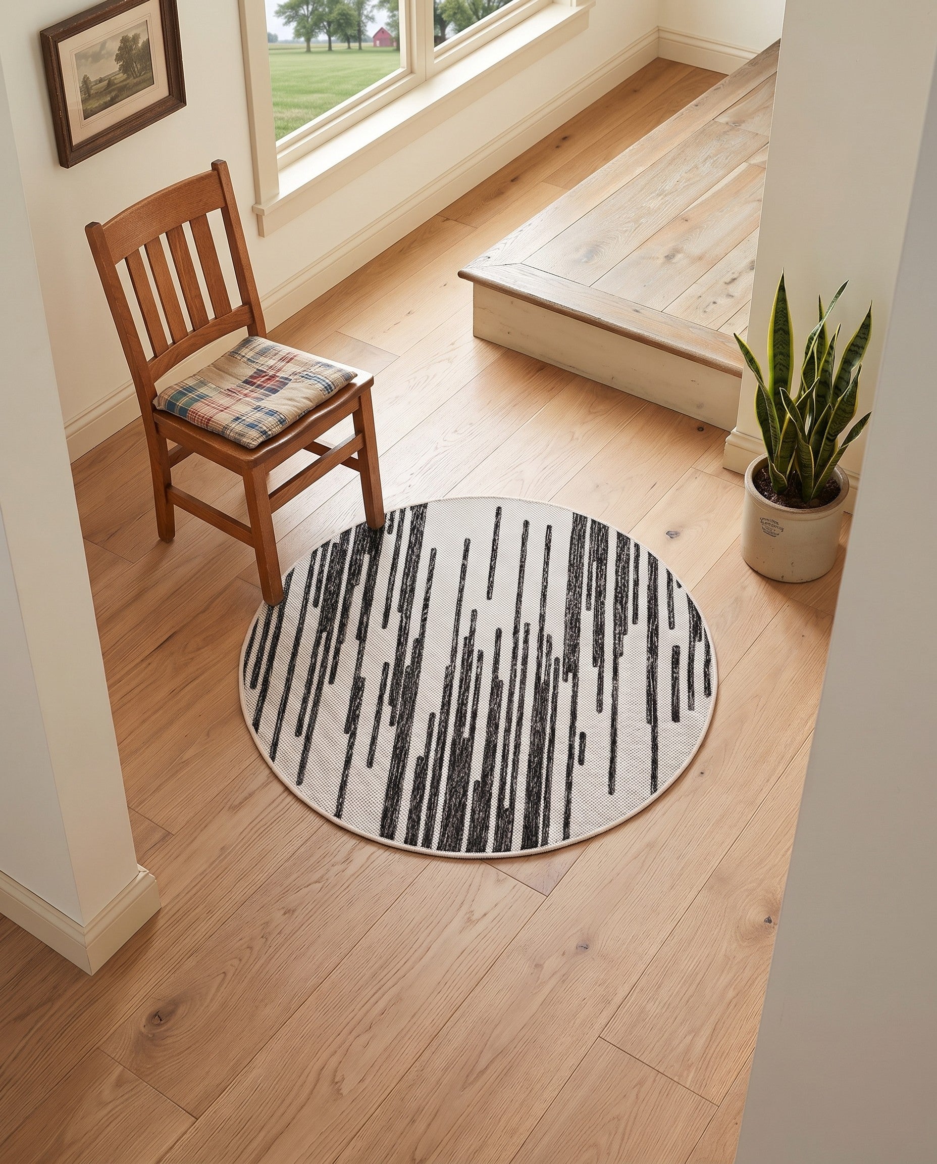 3' x 3' Easy-Clean Modern Indoor / Outdoor Round Rug