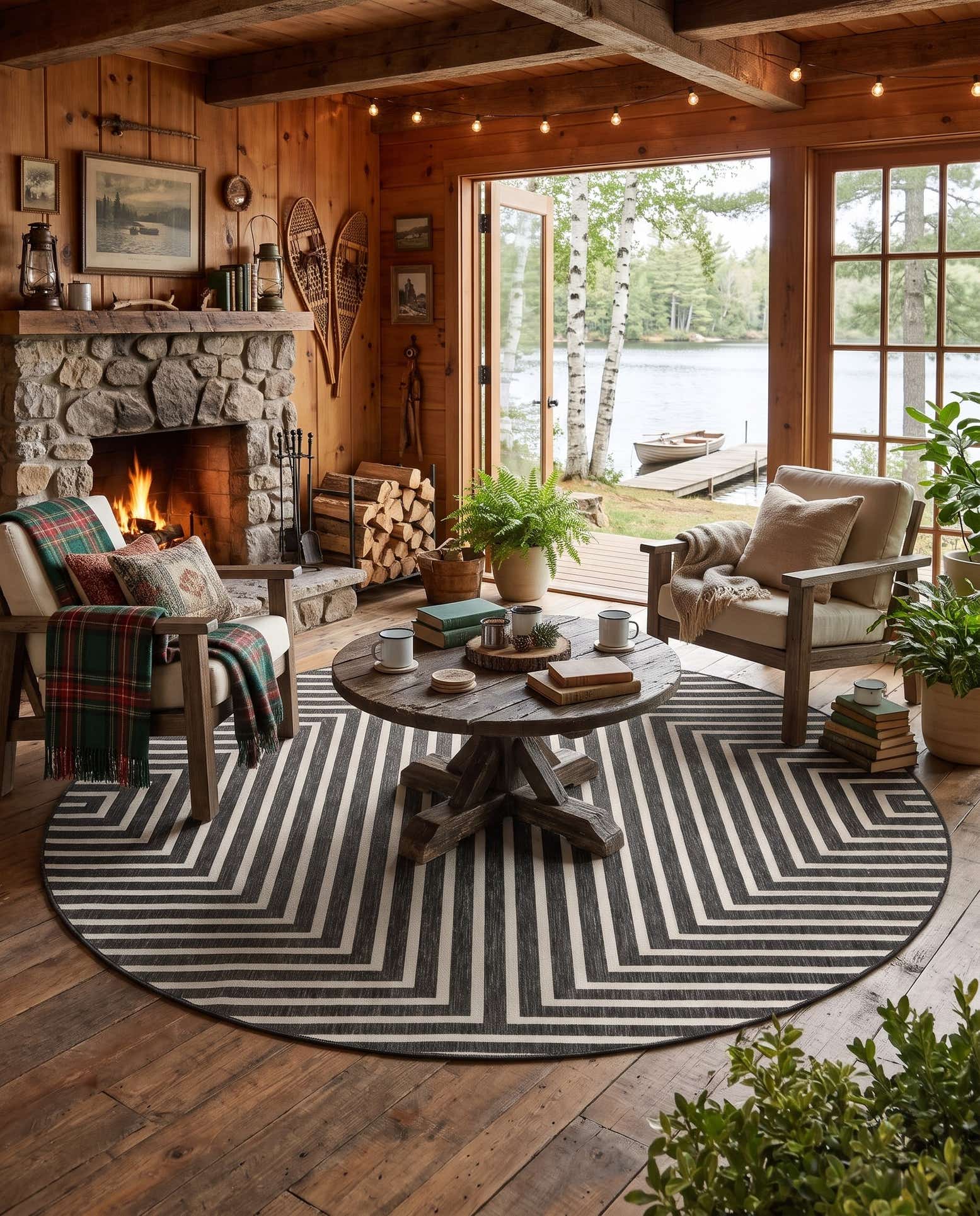 10' x 10' Easy-Clean Modern Indoor / Outdoor Round Rug