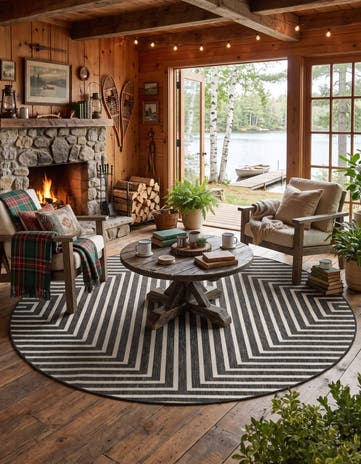 10' x 10' Easy-Clean Modern Indoor / Outdoor Round Rug