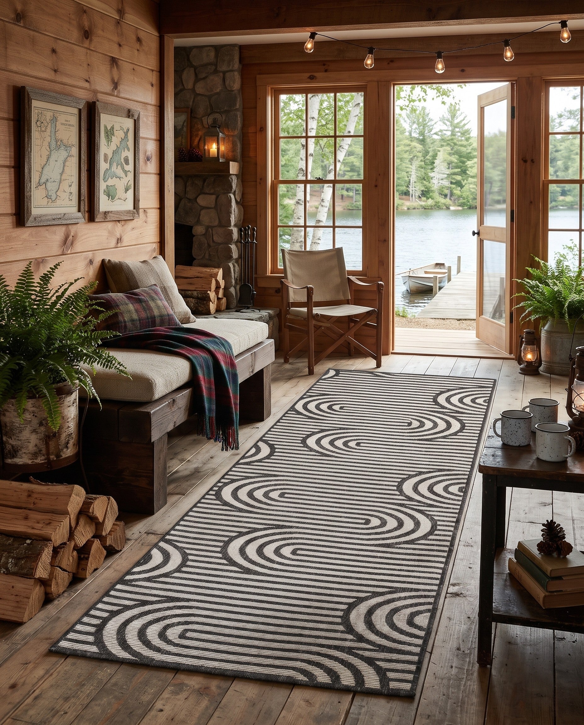 2' 7 x 12' Easy-Clean Modern Indoor / Outdoor Runner Rug