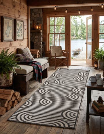 2' 7 x 12' Easy-Clean Modern Indoor / Outdoor Runner Rug