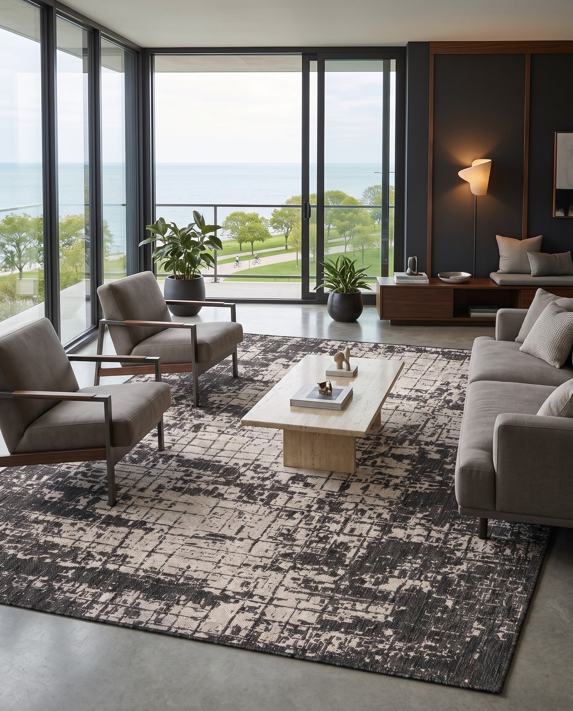 6' x 9' Easy-Clean Modern Indoor / Outdoor Rug