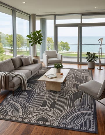 6' 1 x 9' Easy-Clean Traditional Indoor / Outdoor Rug