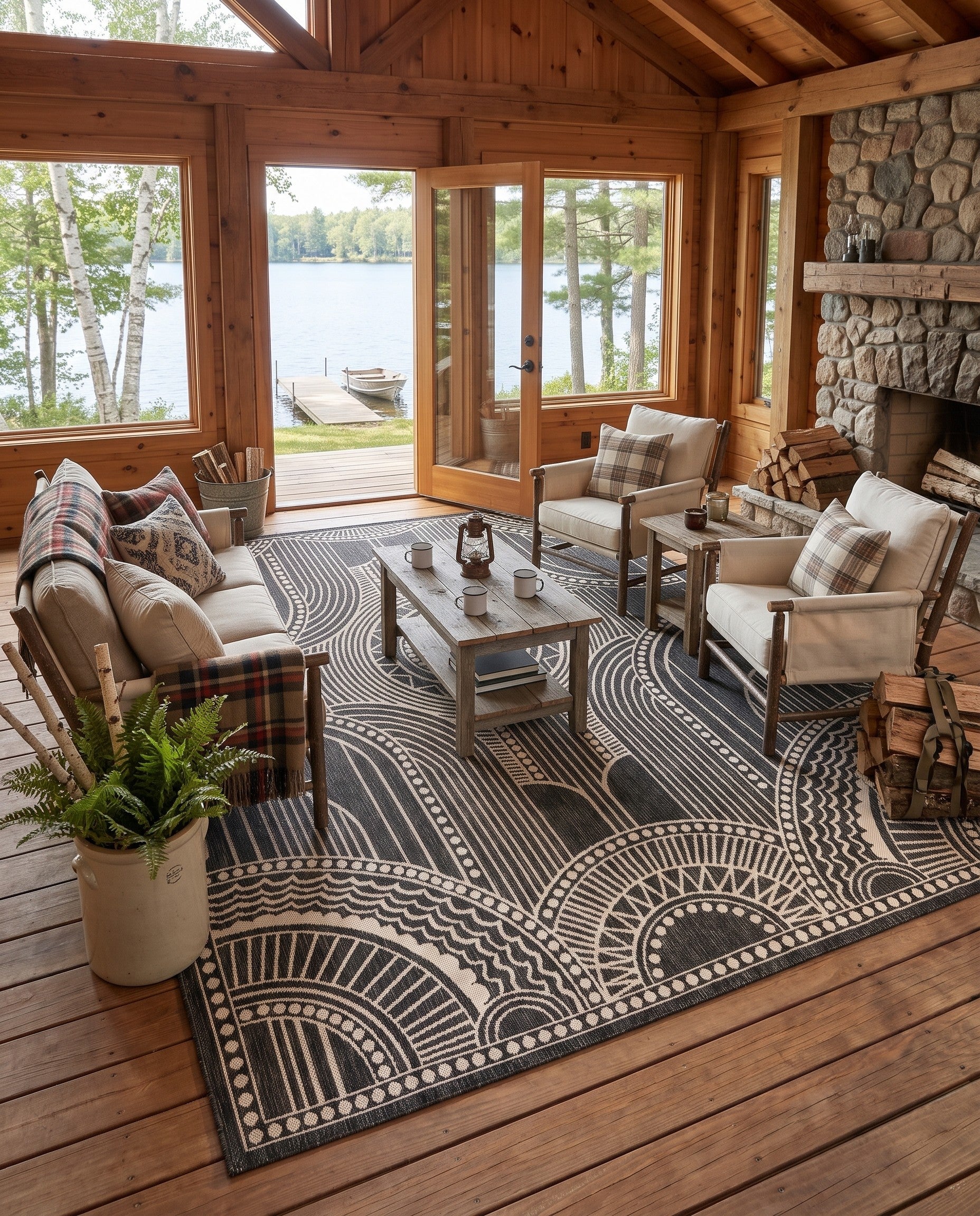 9' x 12' Easy-Clean Traditional Indoor / Outdoor Rug
