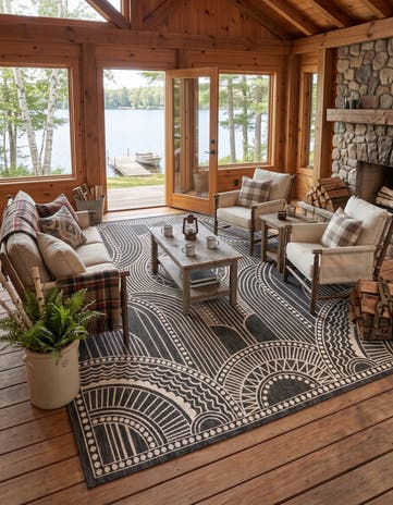 9' x 12' Easy-Clean Traditional Indoor / Outdoor Rug