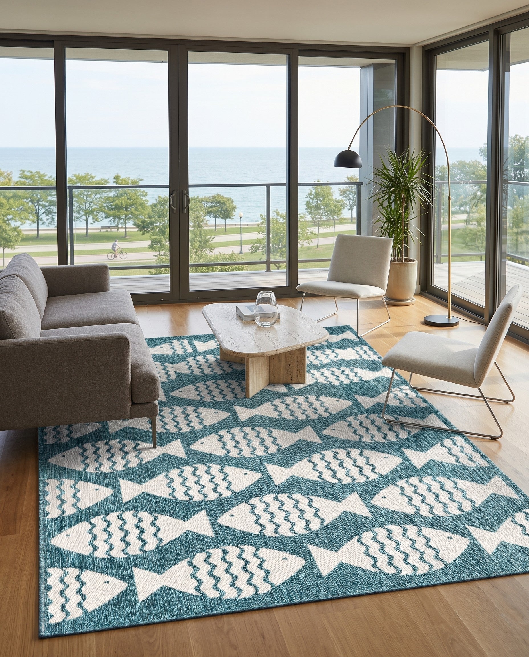 5' 3 x 8' Easy-Clean Coastal Indoor / Outdoor Rug