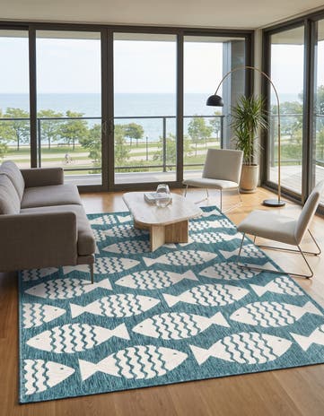 5' 3 x 8' Easy-Clean Coastal Indoor / Outdoor Rug