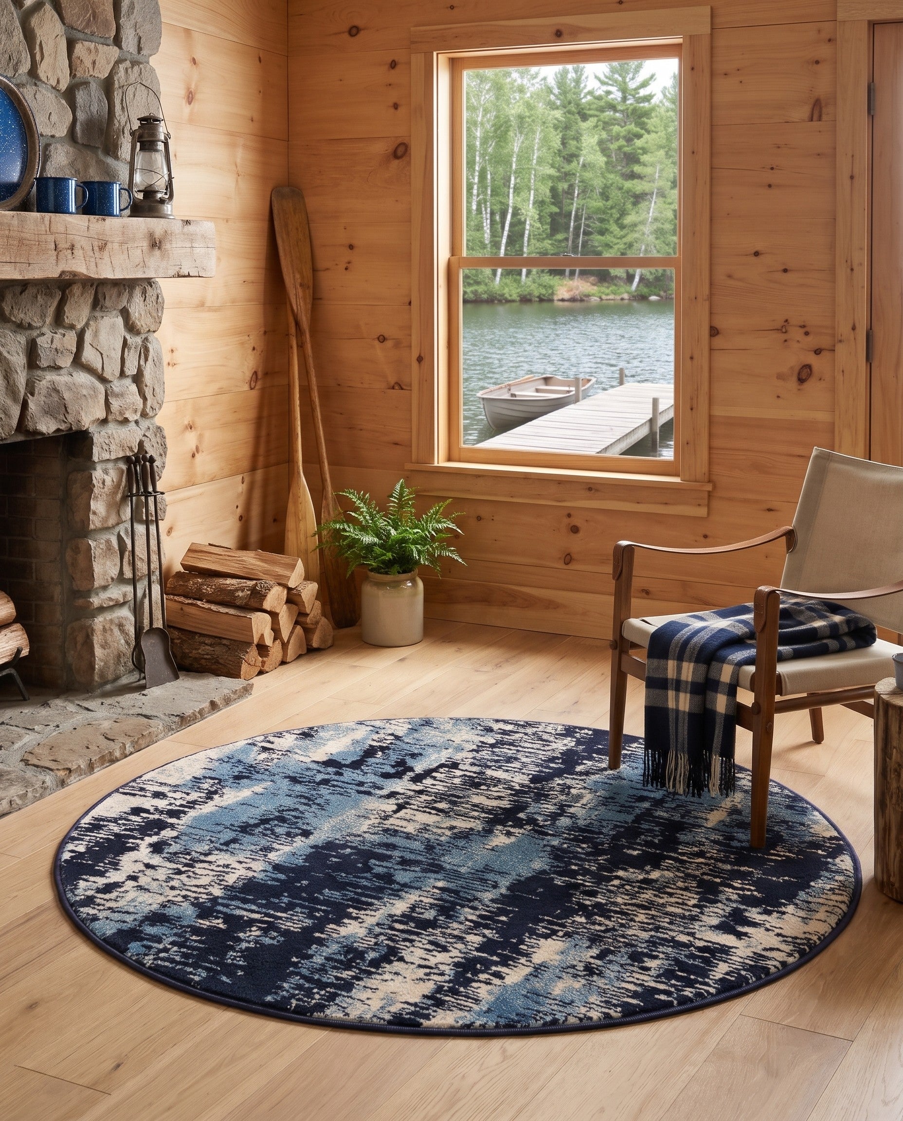 Navy Blue Laguna Round Rug