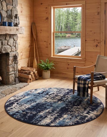 Navy Blue Laguna Round Rug