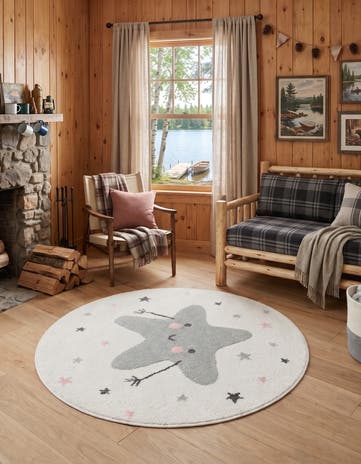Ivory Star Whimsy Kids Round Rug