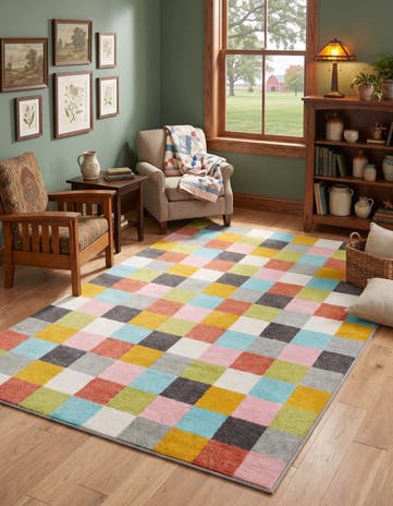Checkered Whimsy Kids Rug