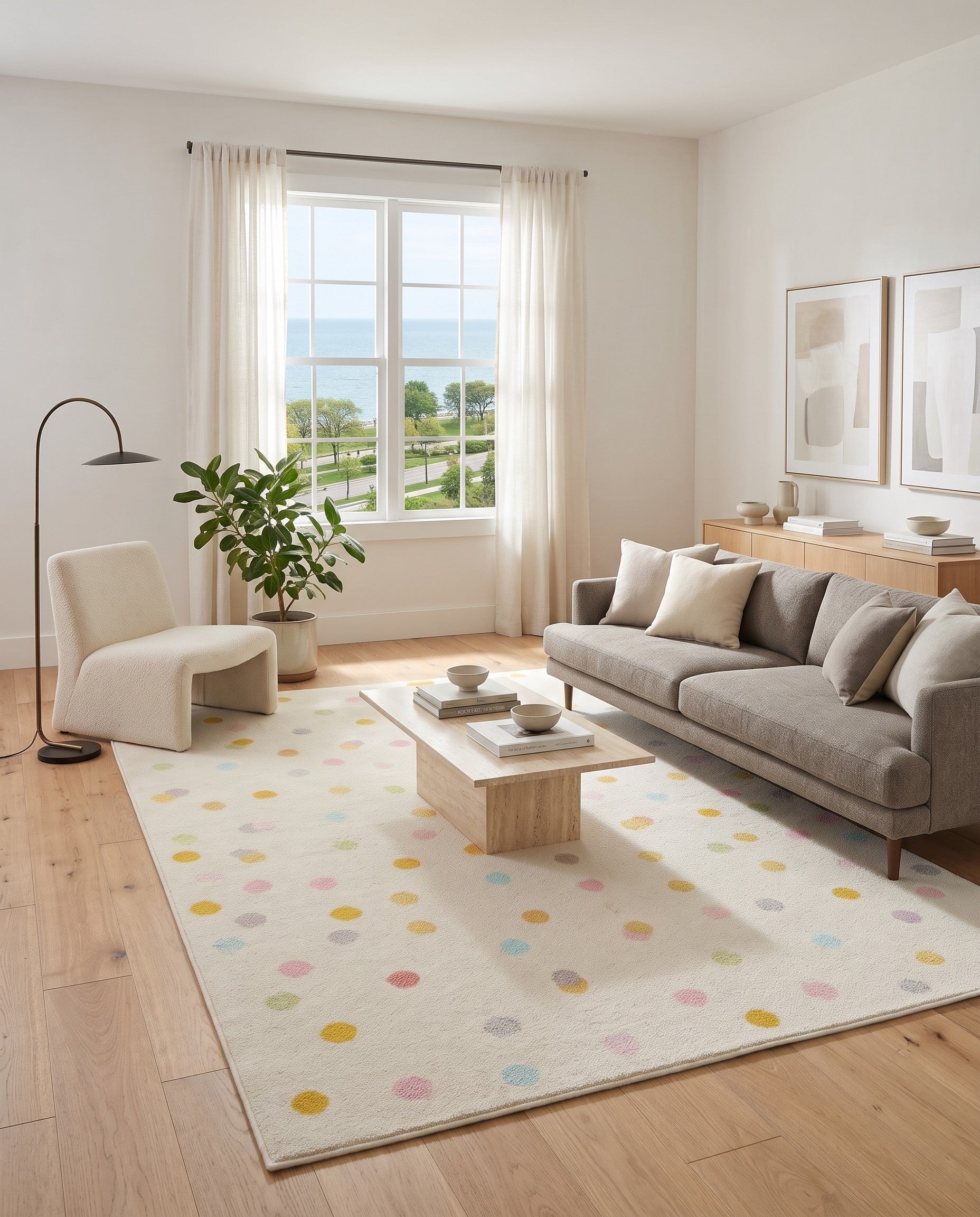 Ivory Polka Dot Whimsy Kids Rug