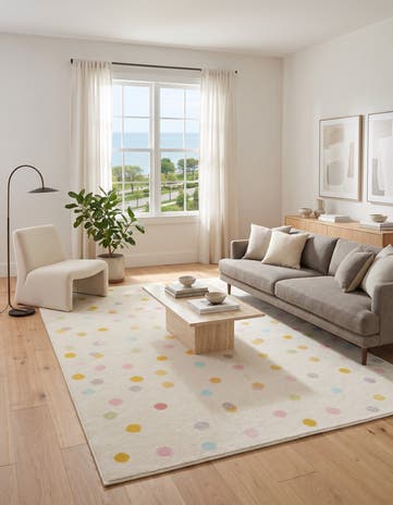 Ivory Polka Dot Whimsy Kids Rug