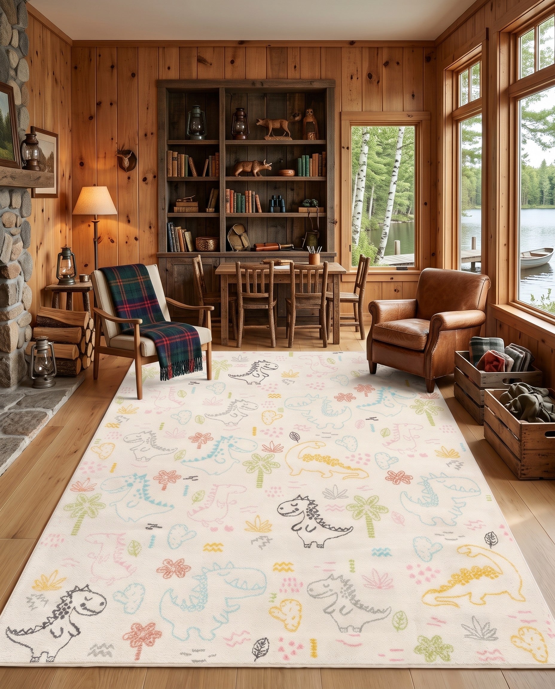 Ivory Dinosaur Whimsy Kids Rug