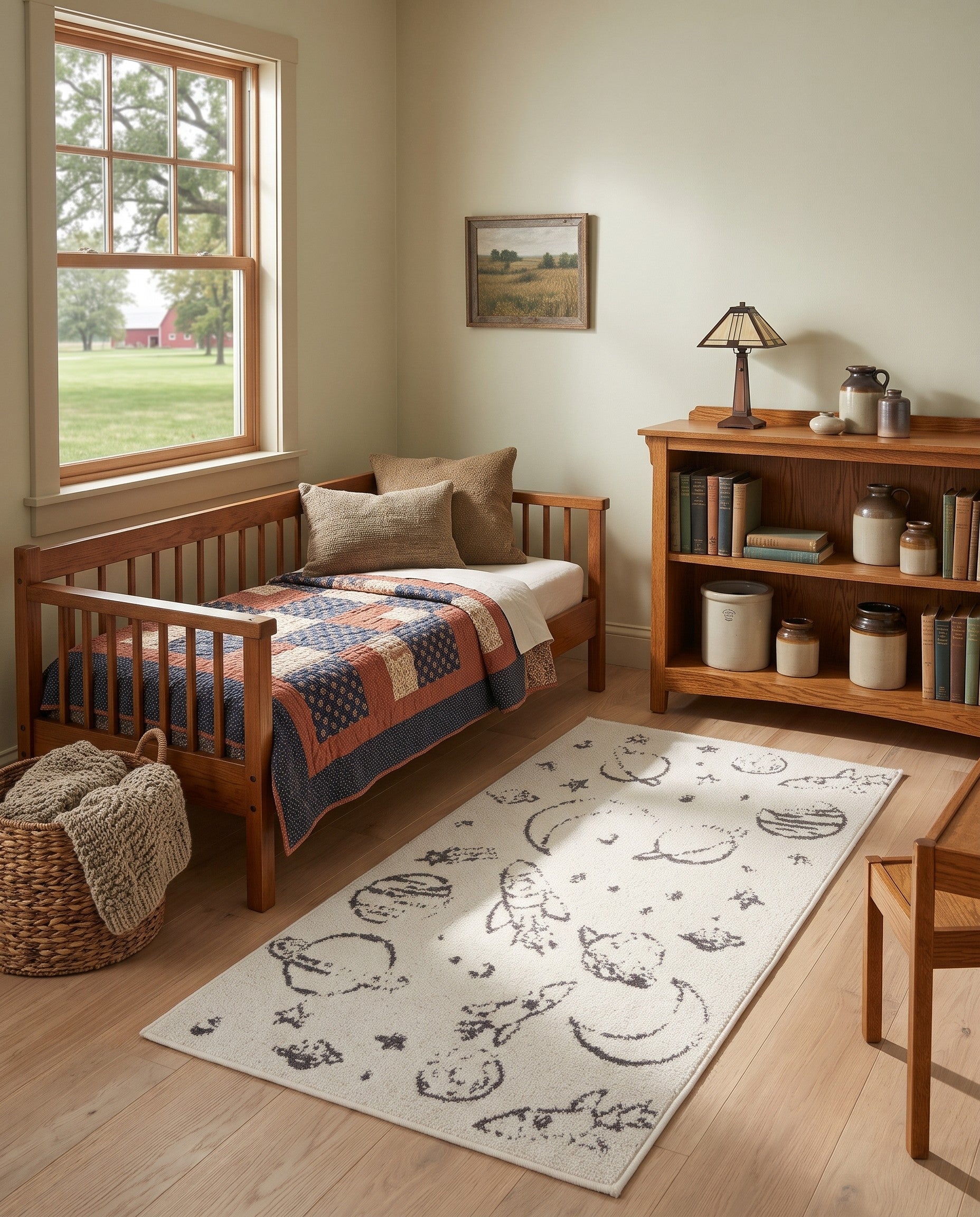 Ivory Planets Whimsy Kids Runner Rug