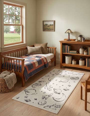 Ivory Planets Whimsy Kids Runner Rug