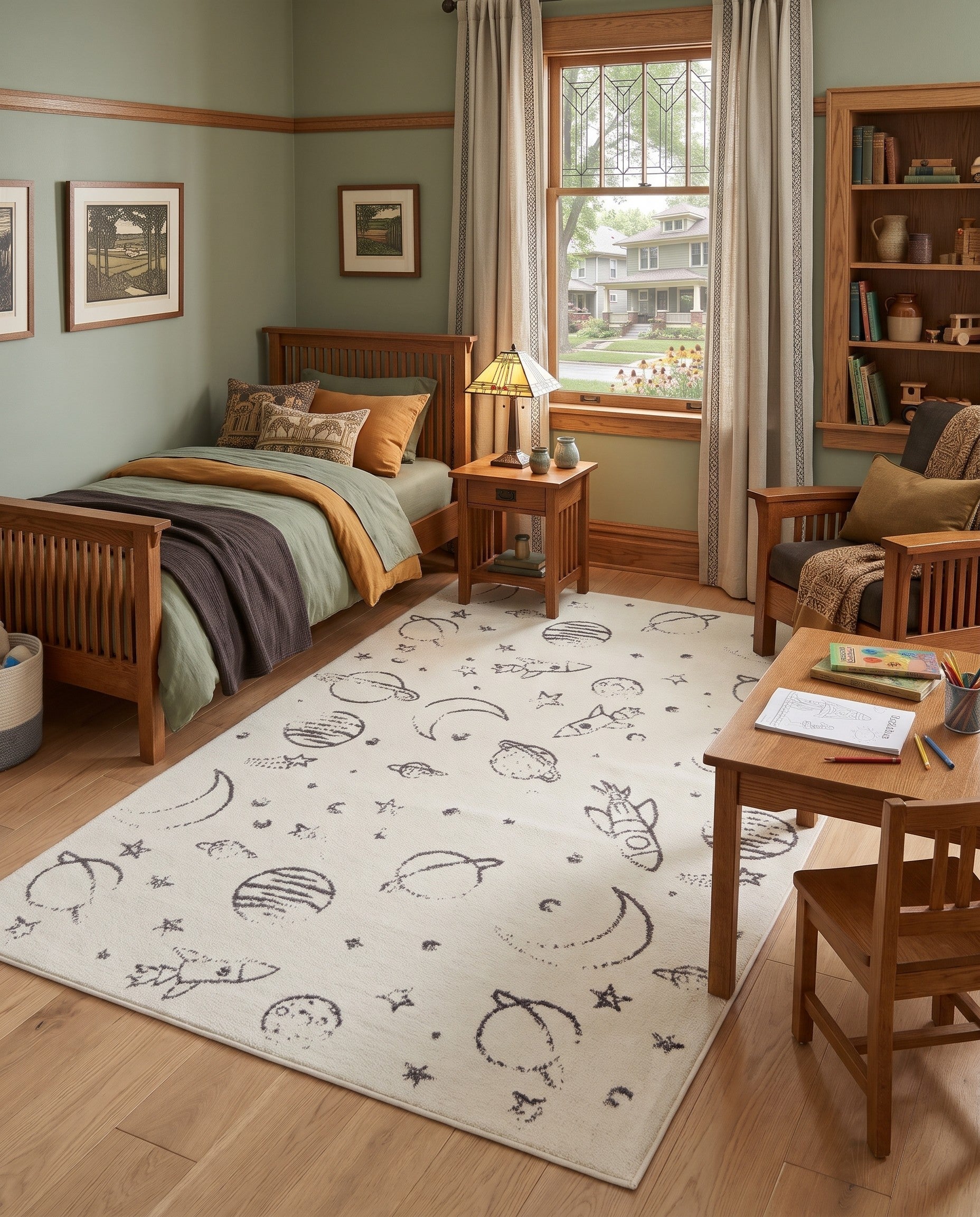 Ivory Planets Whimsy Kids Rug