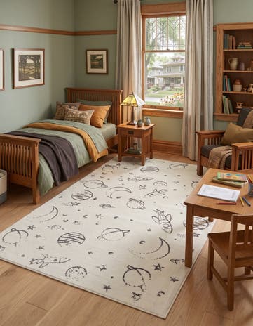 Ivory Planets Whimsy Kids Rug