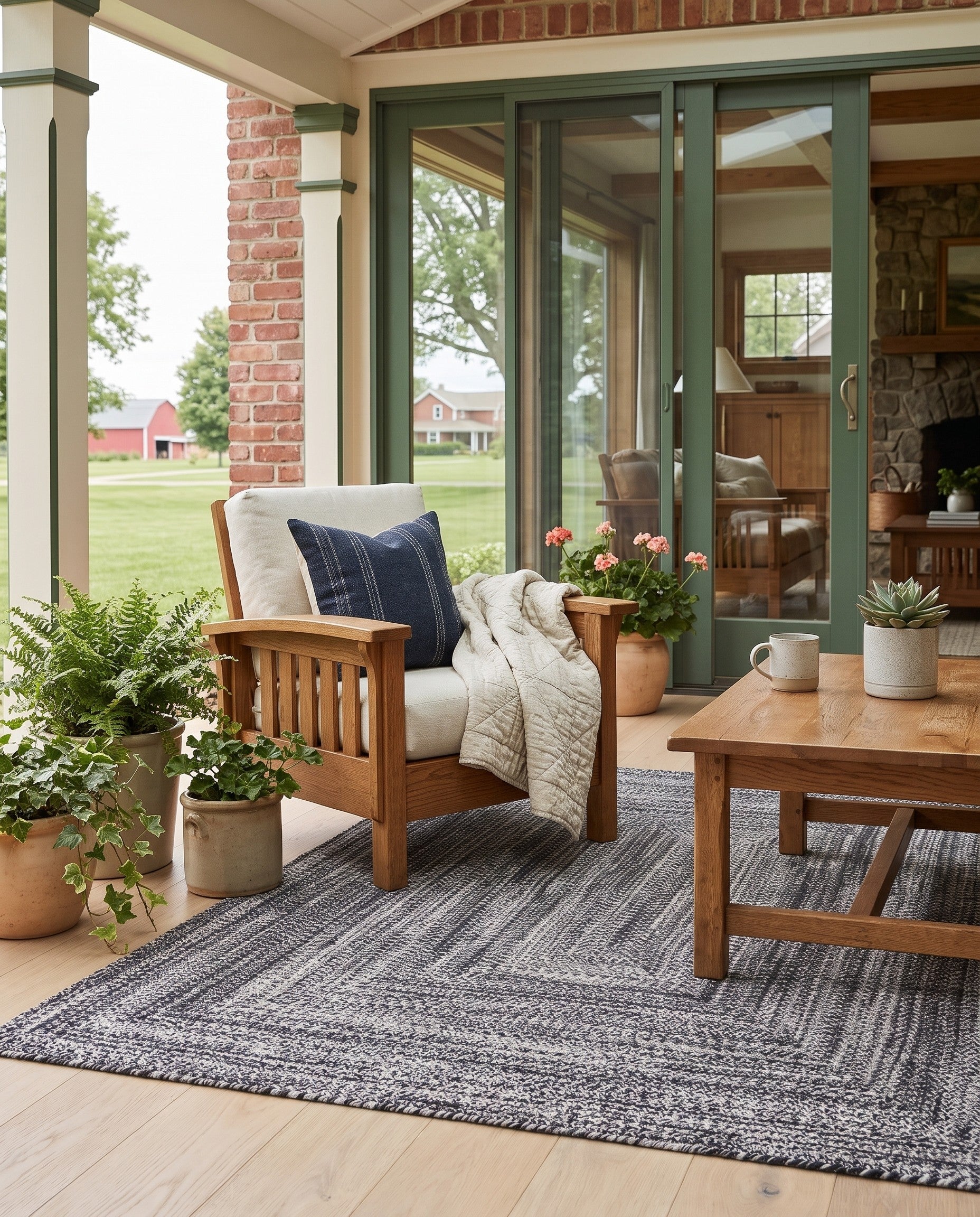 Black and White Easy-Clean Eco Verse Washable Indoor / Outdoor Rug