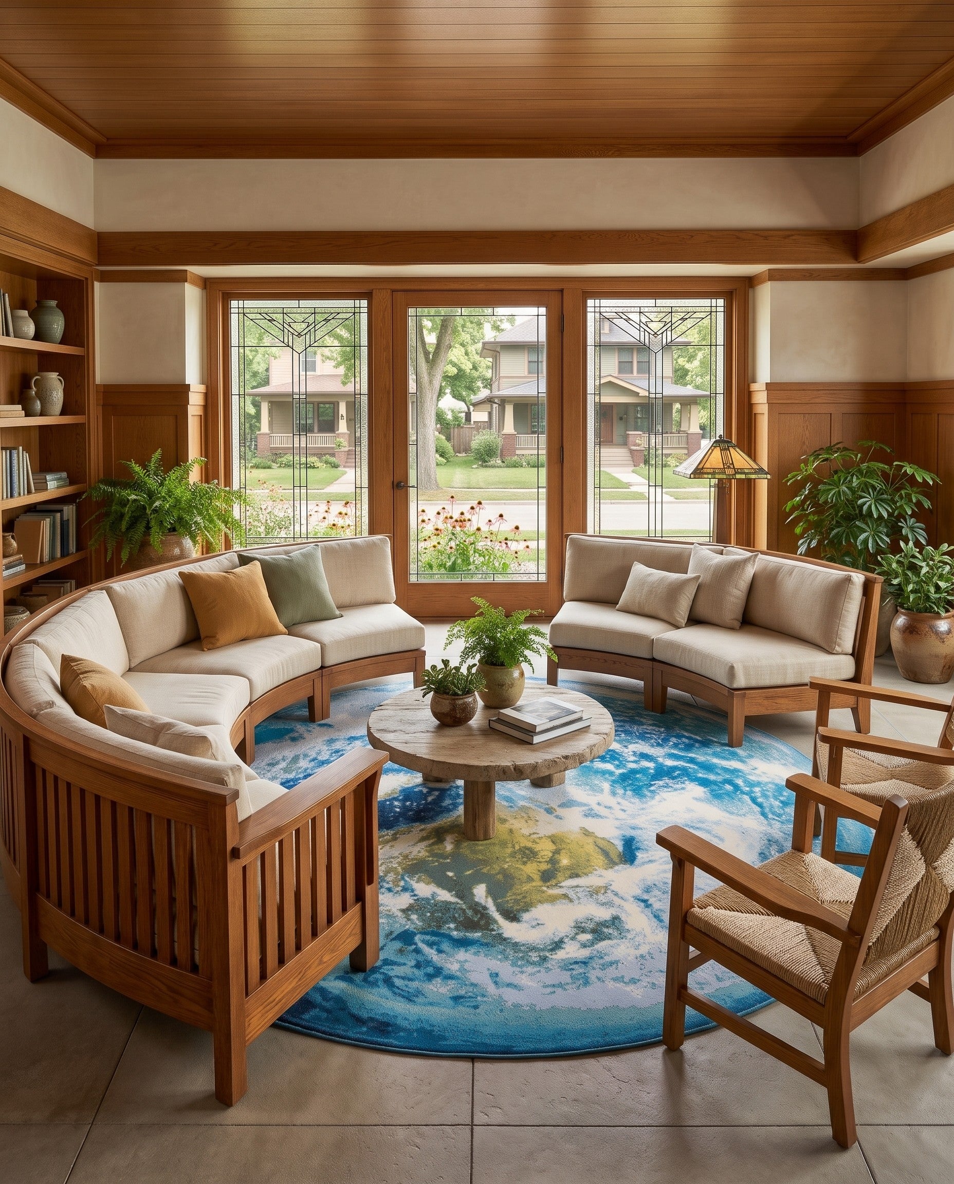 10' x 10' Easy-Clean Modern Indoor / Outdoor Round Rug